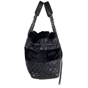 Black Matelesse Drawstring Chain Bag C23100119 ESG