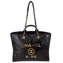 Load image into Gallery viewer, Black Lambskin Logo Charms Deauville Tote C23100412 ESG